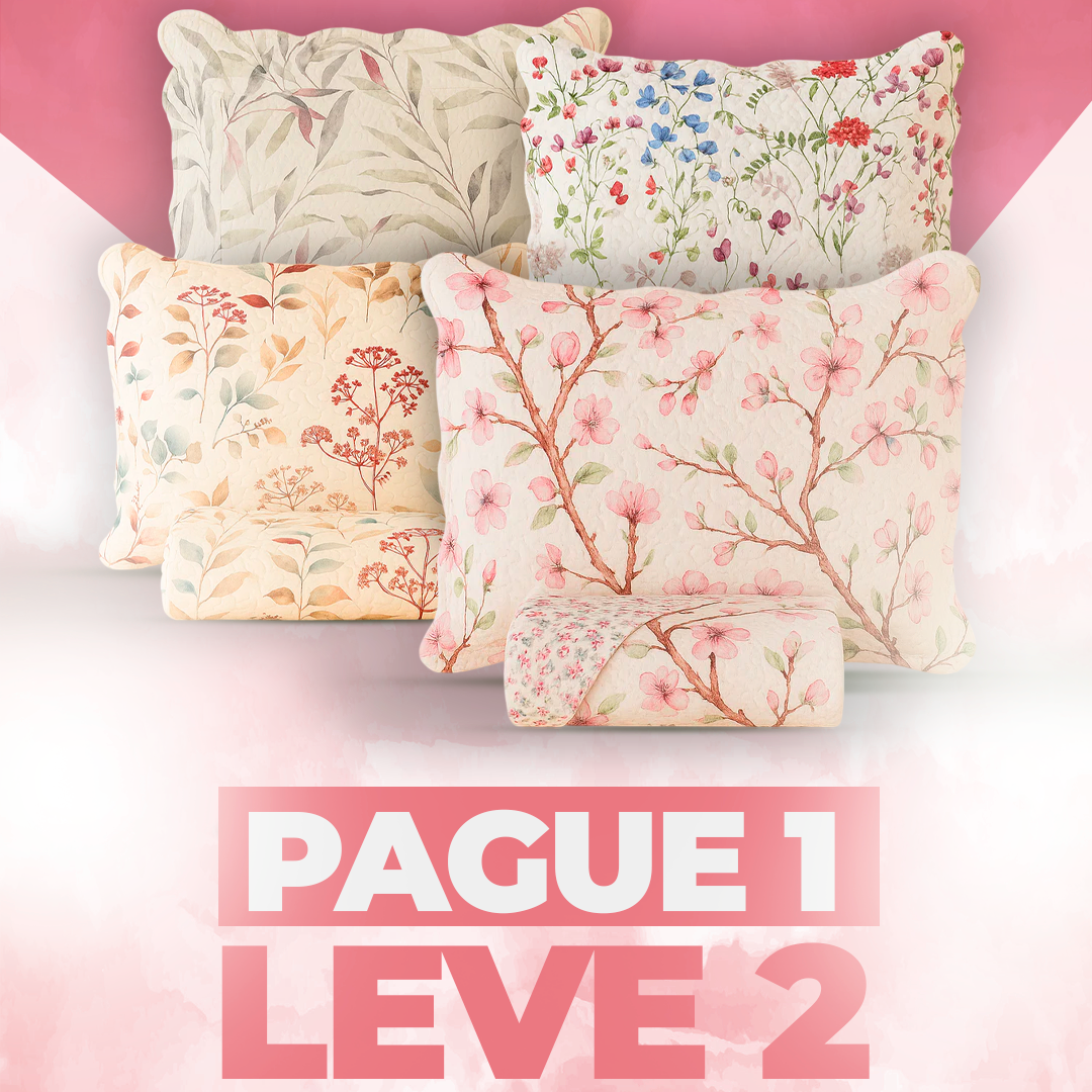 (Pague 1, Leve 2) Kit Colcha Garden 3 Peças Dupla Face Estampado Floral |
