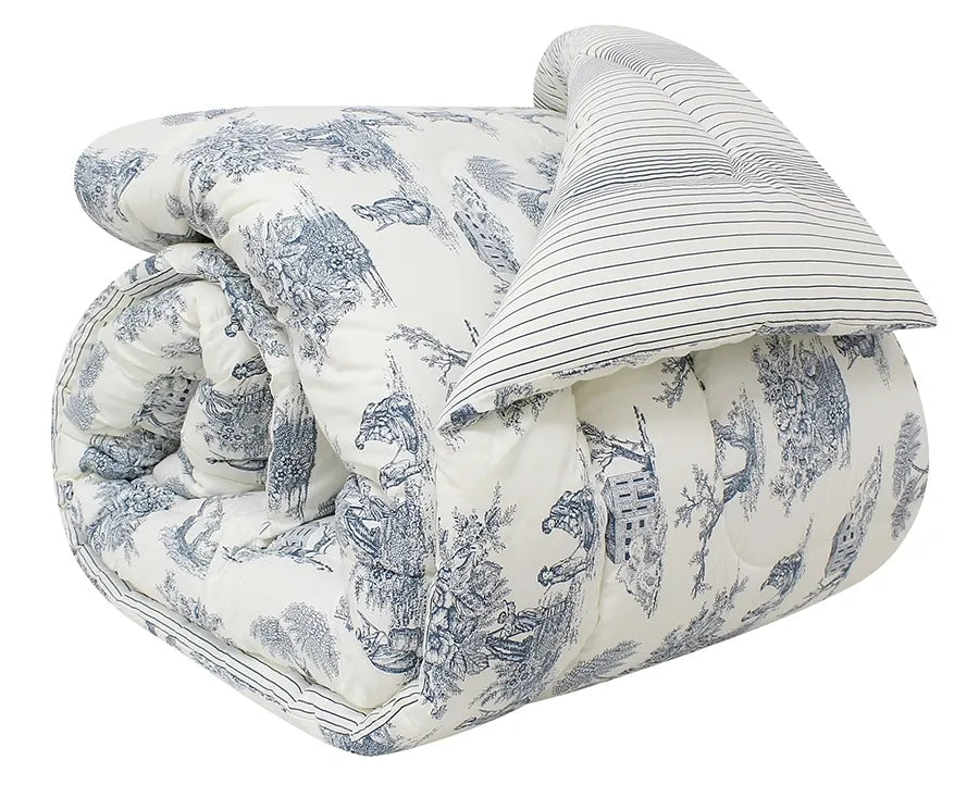 Kit 5 Peças Village Edredom + Jogo de Cama em Algodão Percal 180 Fios