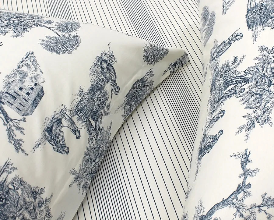 Kit 5 Peças Village Edredom + Jogo de Cama em Algodão Percal 180 Fios