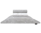 Kit 5 Peças Botânico Cinza Edredom + Jogo de Cama em Algodão Percal 180 Fios