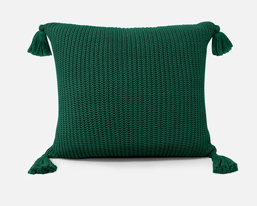 Almofada Decorativa em Tricô Ponto Rede com Tassel - 0.45x0.45m