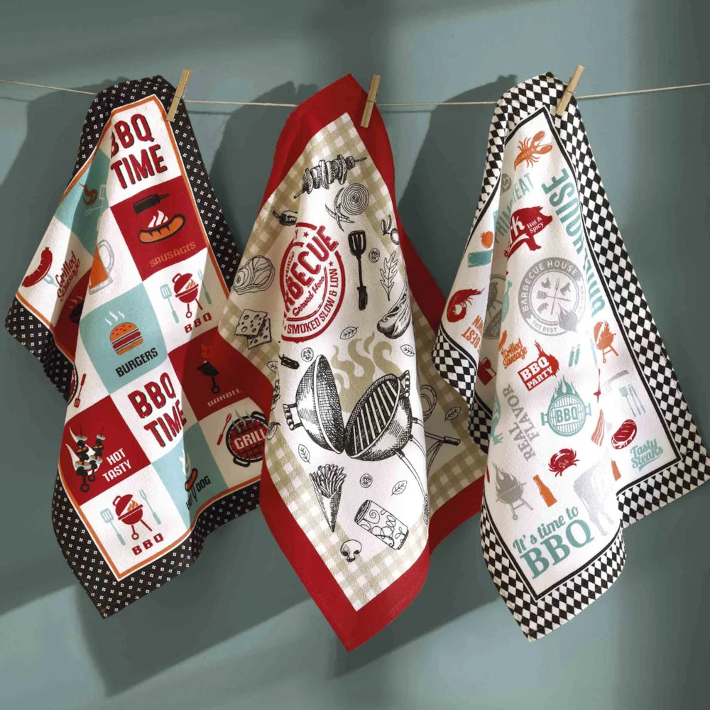 Kit 3 Peças Pano de Copa Jardim 100% Algodão