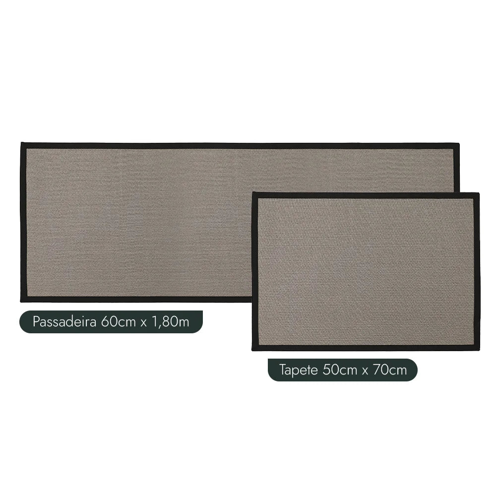 Kit Tapete para Cozinha 70cm + Passadeira 1,80m Antiderrapante Trame (2 peças)