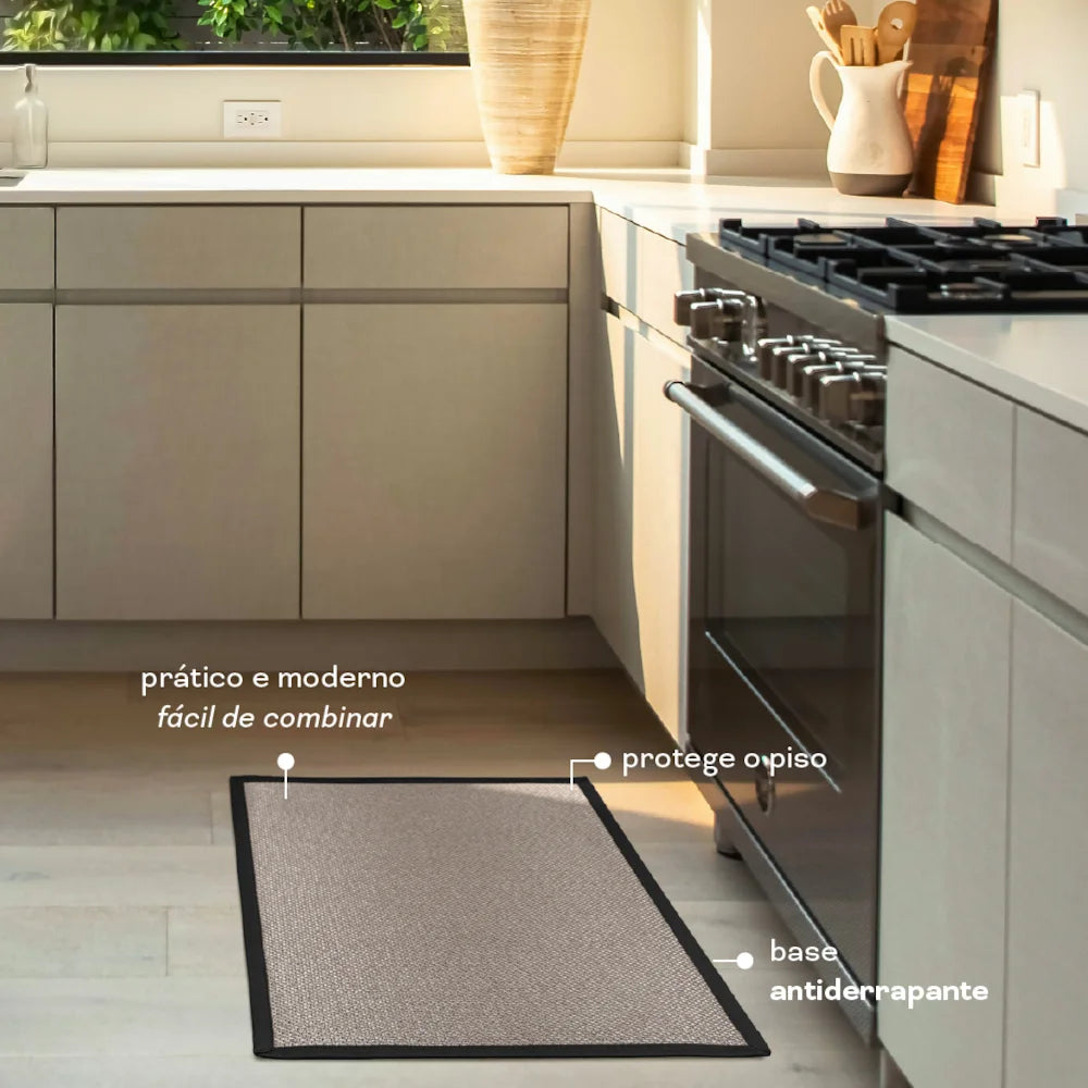 Kit Tapete para Cozinha 70cm + Passadeira 1,80m Antiderrapante Trame (2 peças)