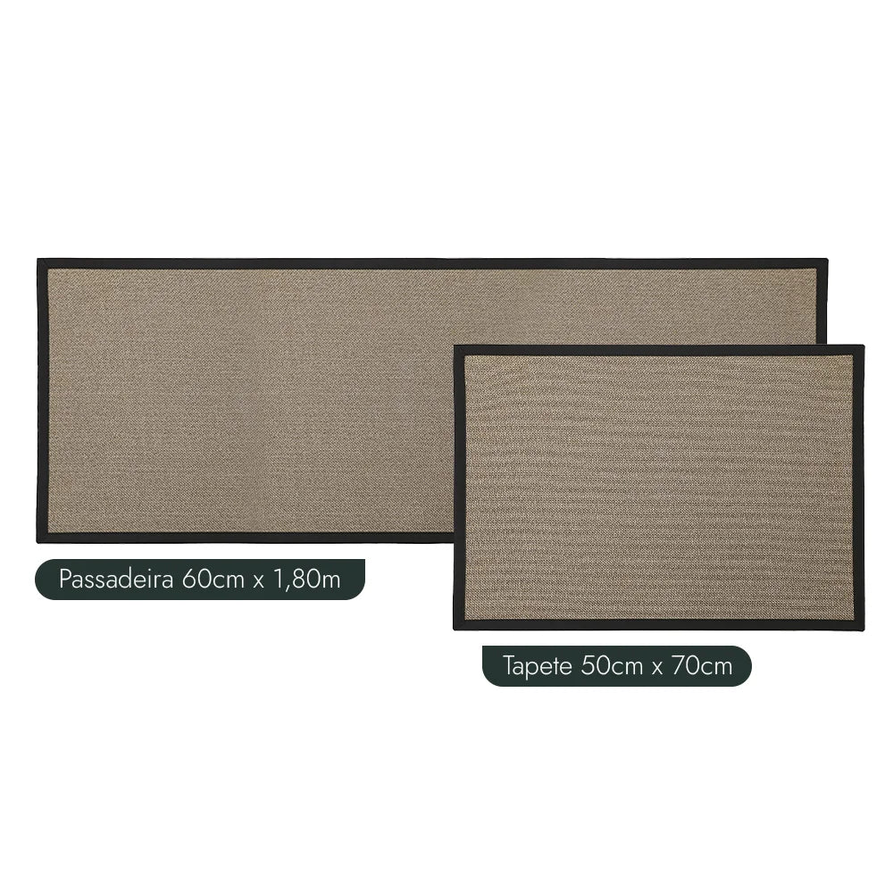 Kit Tapete para Cozinha 70cm + Passadeira 1,80m Antiderrapante Trame (2 peças)
