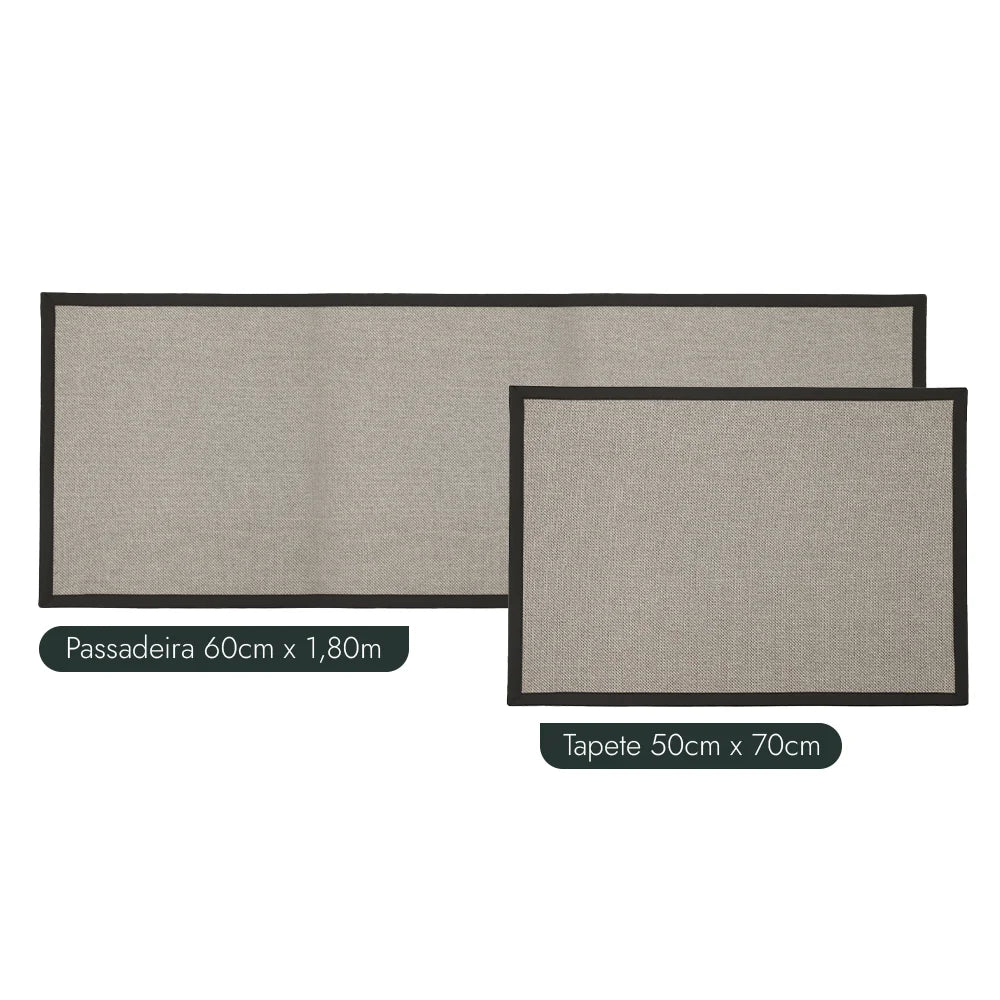 Kit Tapete para Cozinha 70cm + Passadeira 1,80m Antiderrapante Trame (2 peças)