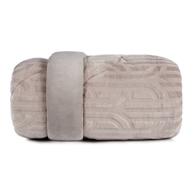 Kit Edredom 3 Peças Blend Elegance Coliseum Dupla Face Texturizado Fleece