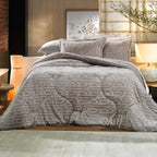 Kit Edredom 3 Peças Blend Elegance Coliseum Dupla Face Texturizado Fleece