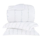 Kit Cobre-Leito Colcha Bud Vision Blue Daisy 100% Algodão Fio Penteado Cetim 270 Fios (3 Peças)