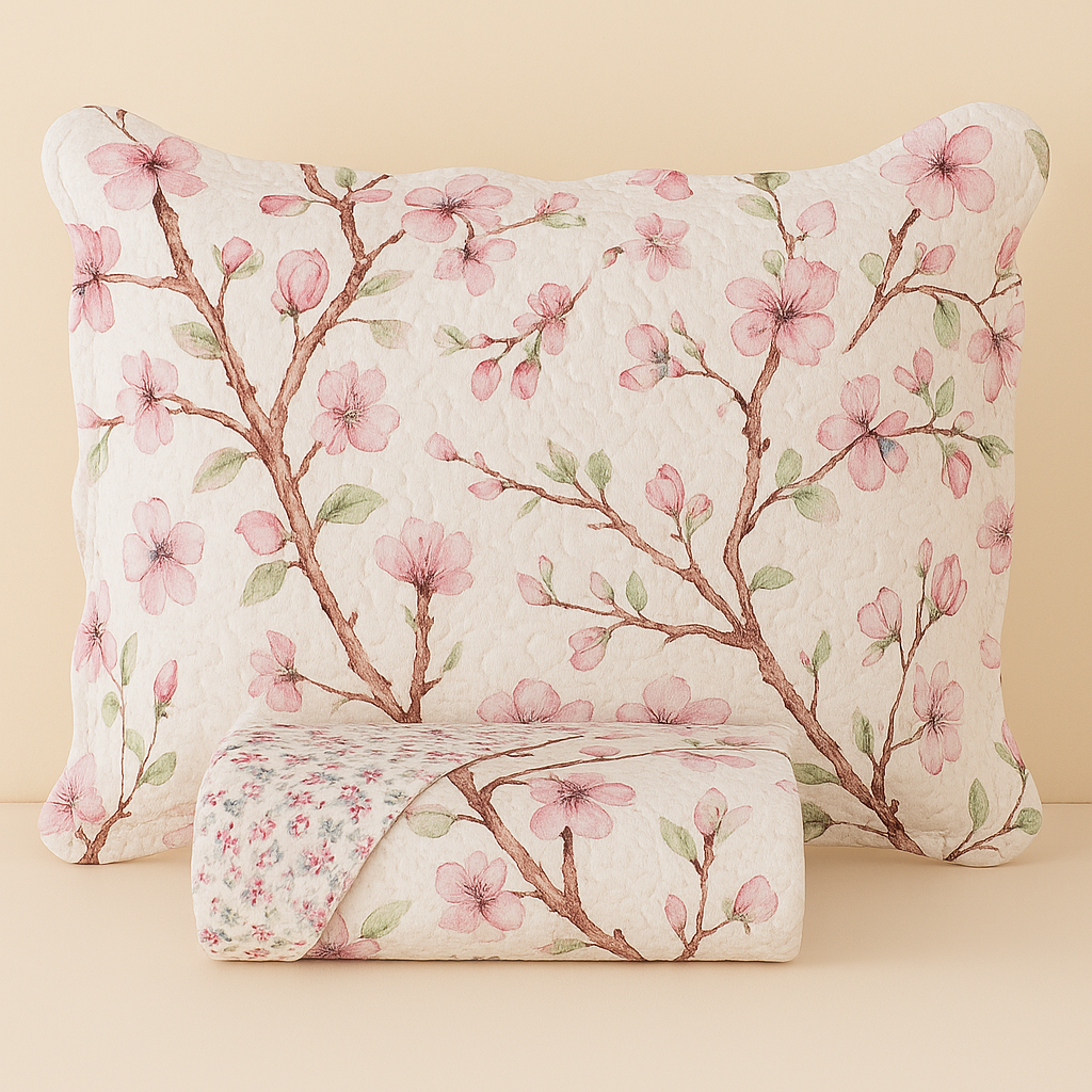 (Pague 1, Leve 2) Kit Colcha Garden 3 Peças Dupla Face Estampado Floral |