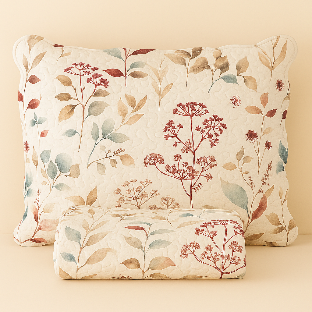 (Pague 1, Leve 2) Kit Colcha Garden 3 Peças Dupla Face Estampado Floral |