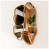 Kit 3 Espelhos Moldura Amadeirada Assimétricos Slim Cinamomo Orgânicos