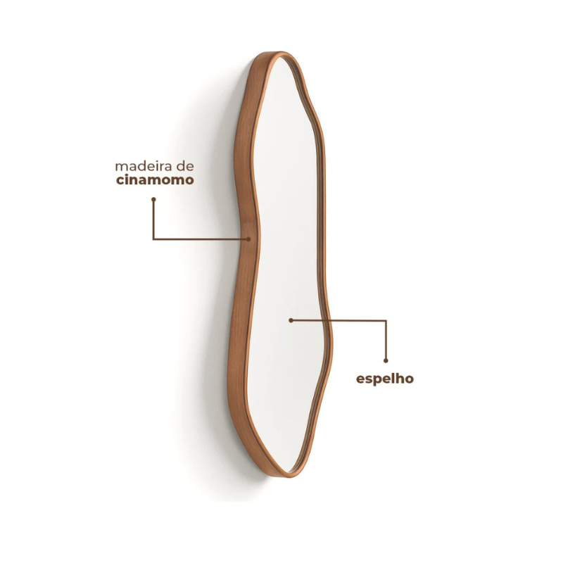 Kit 3 Espelhos Moldura Amadeirada Assimétricos Slim Cinamomo Orgânicos