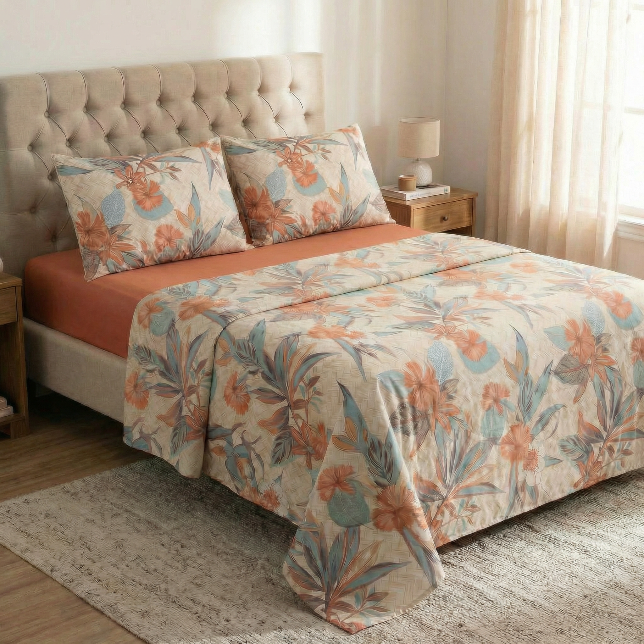 Jogo de Lençol Spring Elegance 4 peças  - 200 Fios 100% Algodão