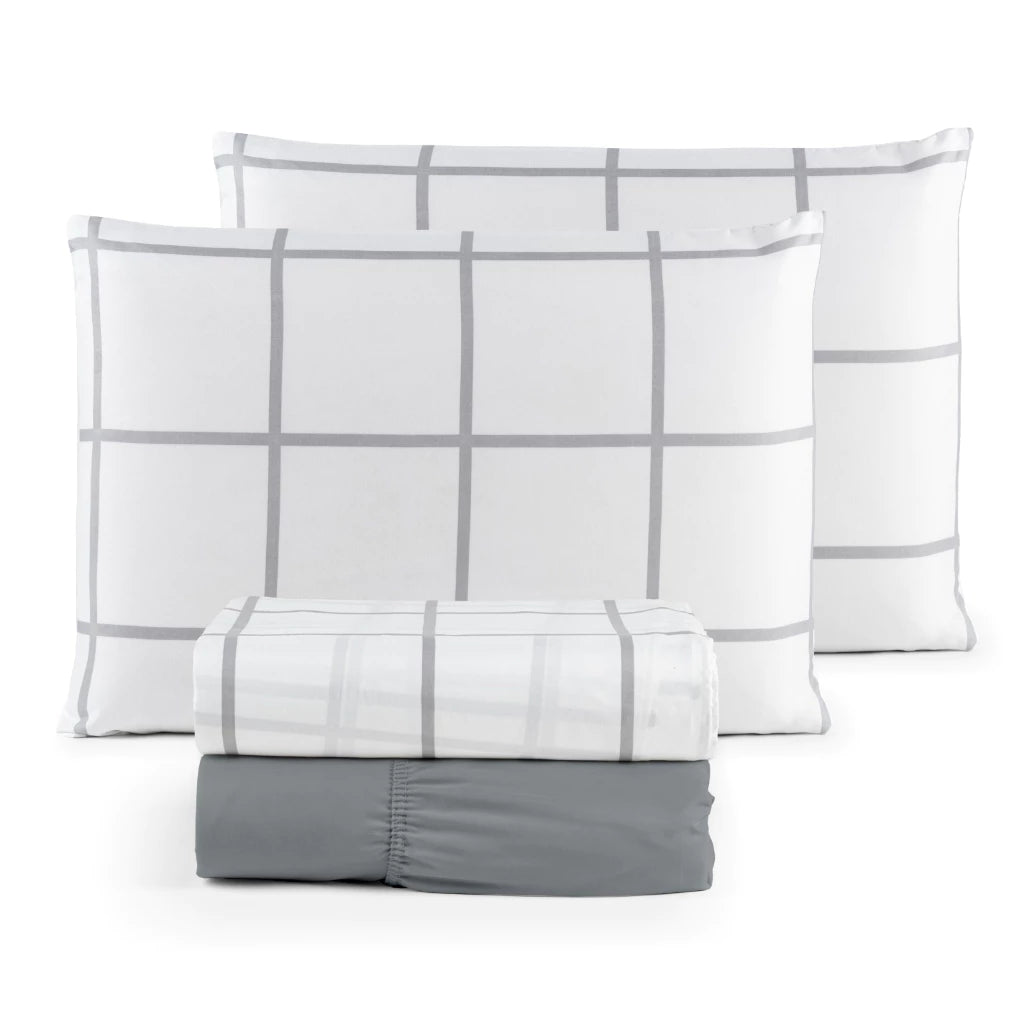 Jogo de Lençol Letter  4 Peças Micropercal 200 Fios Estampado