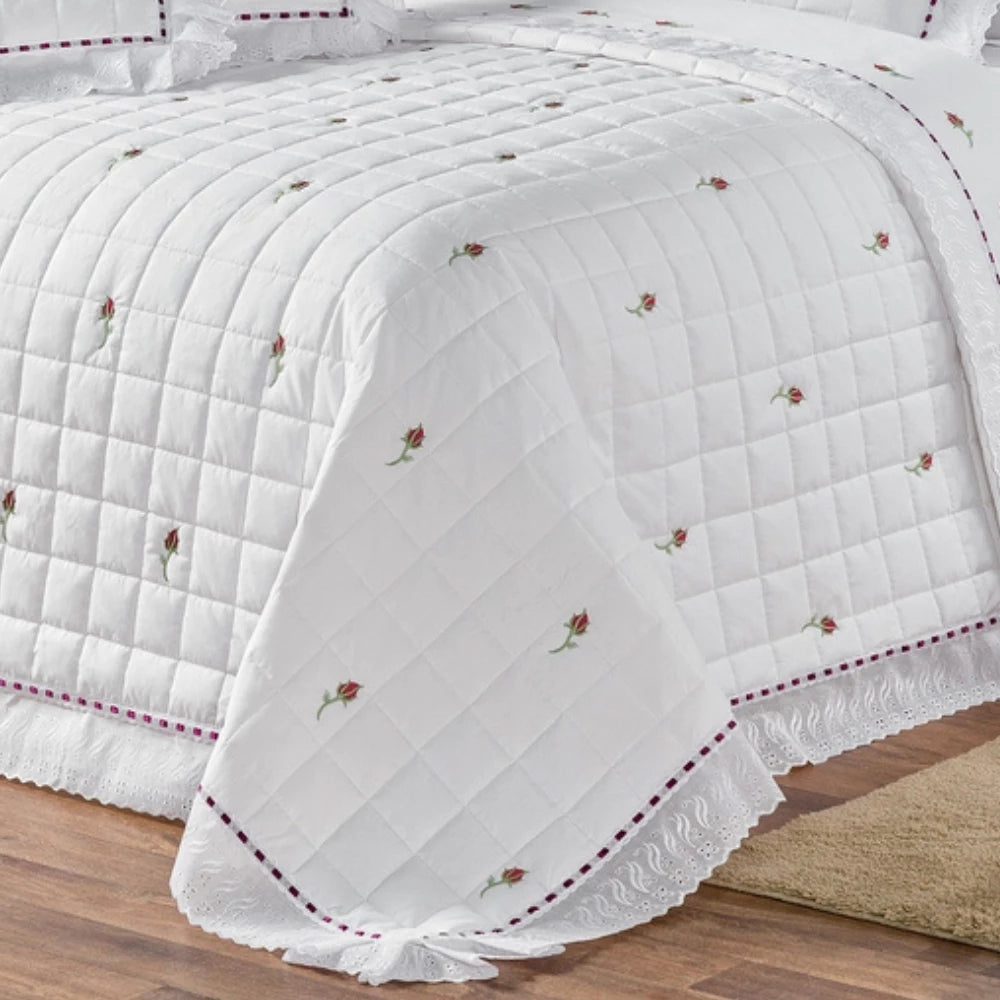 Kit Cobre Leito Felicitá 9 Peças 200 Fios Bordado