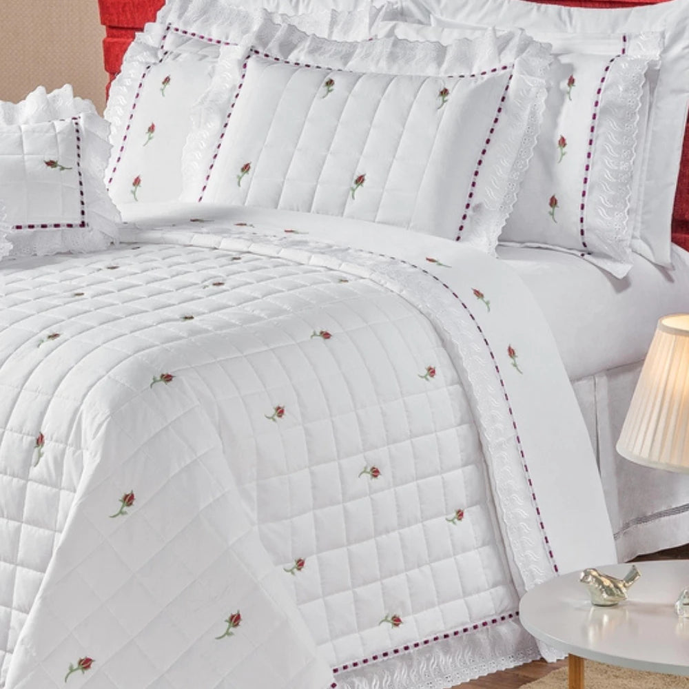 Kit Cobre Leito Felicitá 9 Peças 200 Fios Bordado