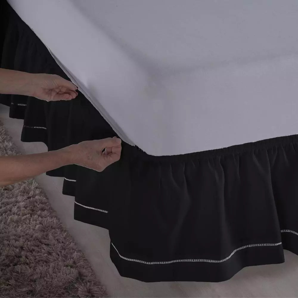 Saia Para Cama Box Casal/Queen Em Detalhe Ponto Palito