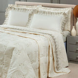 Kit Cobre Leito Bordado Percal 3 Peças 100% Algodão Luxo