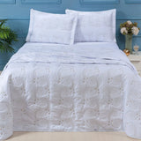 Kit Cobre Leito Bordado Percal 3 Peças 100% Algodão Luxo