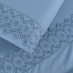 Jogo de Lençol 4 Peças Algodão 200 Fios Bordado Inglês