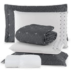 Conjunto de 6 Peças para Casal com Bordado - Cobre Leito e Lençol Ideale 200 Fios