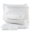 Conjunto de 6 Peças para Casal com Bordado - Cobre Leito e Lençol Ideale 200 Fios