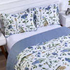 Kit Cobre-Leito Bouti Flor 3 Peças  Estampado Dupla Face
