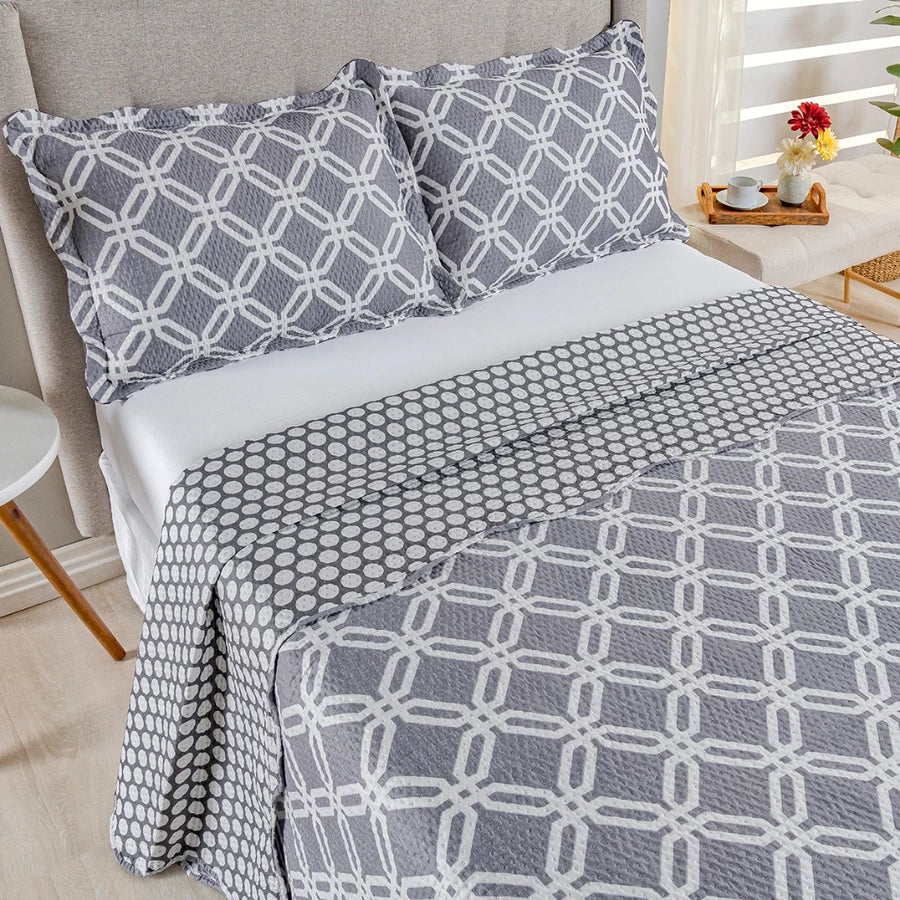 Kit Cobre-Leito Bouti Shell 3 Peças  Estampado Dupla Face