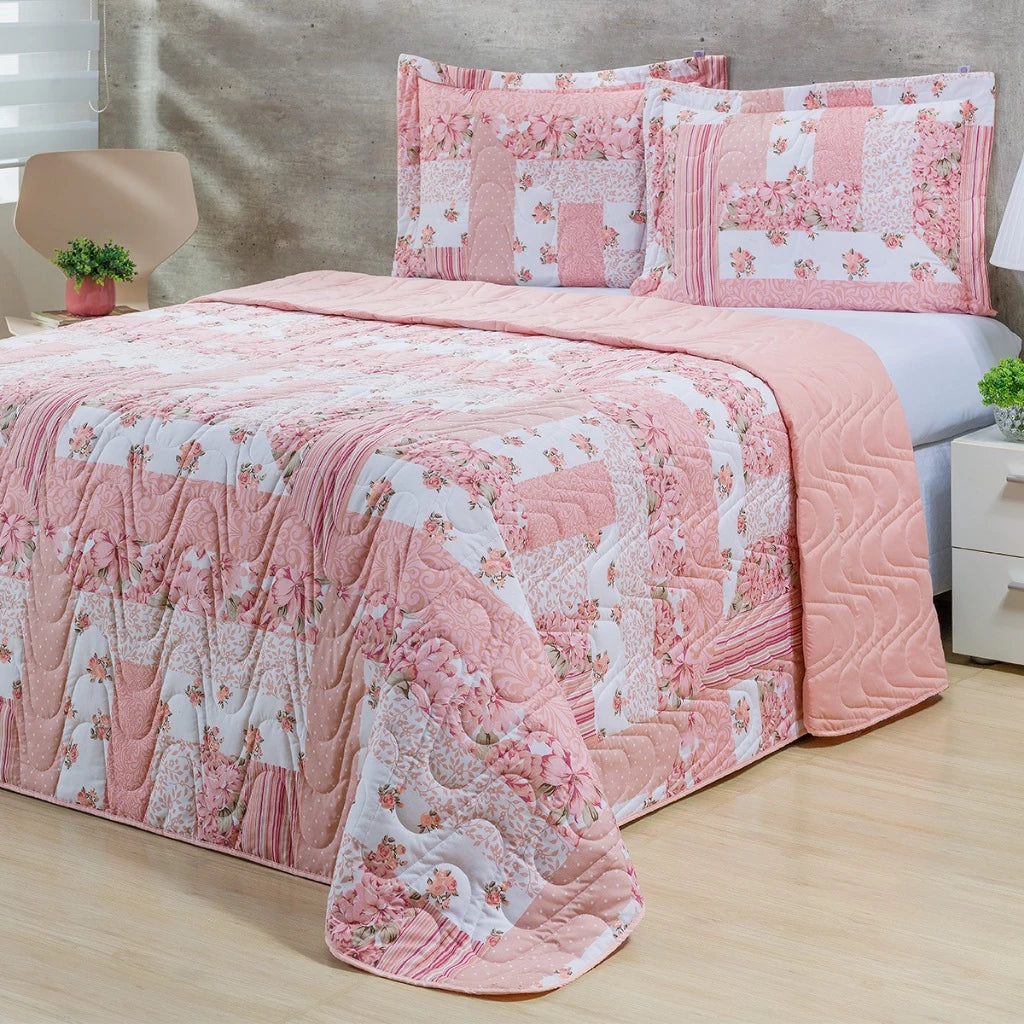 Kit Cobre Leito Atemporal 3 Peças Matelassado Dupla Face