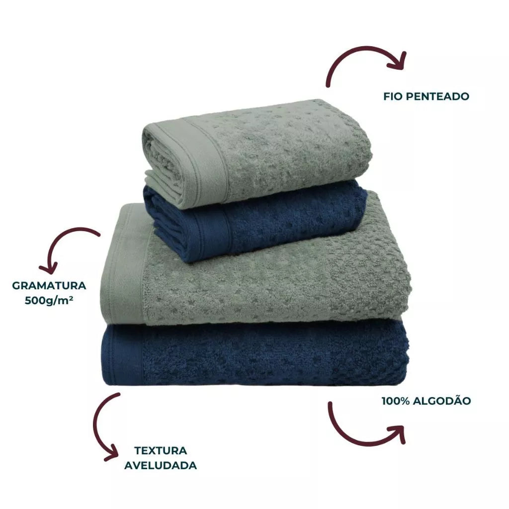 Jogo De Toalhas Banho Pollo 4 Peças | 500g/m²