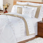 Kit Edredom De Luxo 11 Peças Damasco Cama Casal Queen King Percal 200 Fios