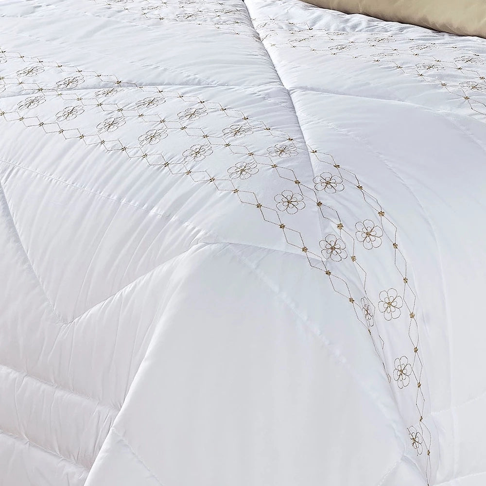 Kit Edredom De Luxo 11 Peças Damasco Cama Casal Queen King Percal 200 Fios