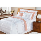 Kit Edredom De Luxo 11 Peças Damasco Cama Casal Queen King Percal 200 Fios