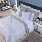 Kit Edredom De Luxo 11 Peças Damasco Cama Casal Queen King Percal 200 Fios