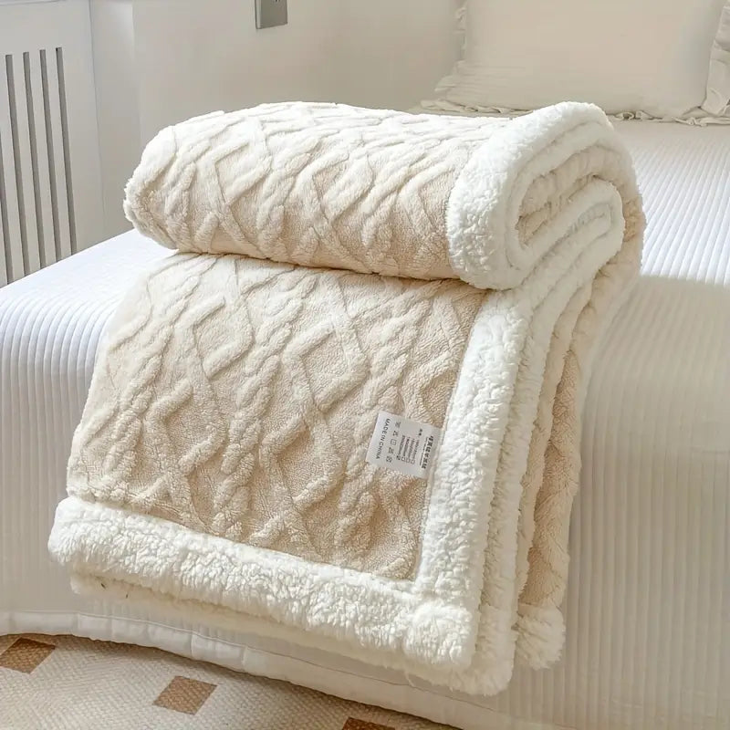 Cobertor Manta Glamour Casal Dupla Face com Sherpa