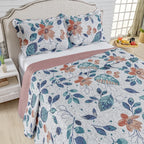 Kit Cobre-Leito Bouti Flor 3 Peças  Estampado Dupla Face