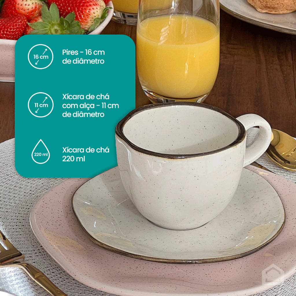 Aparelho de Jantar e Chá Ryo Maresia 20 Peças em Porcelana