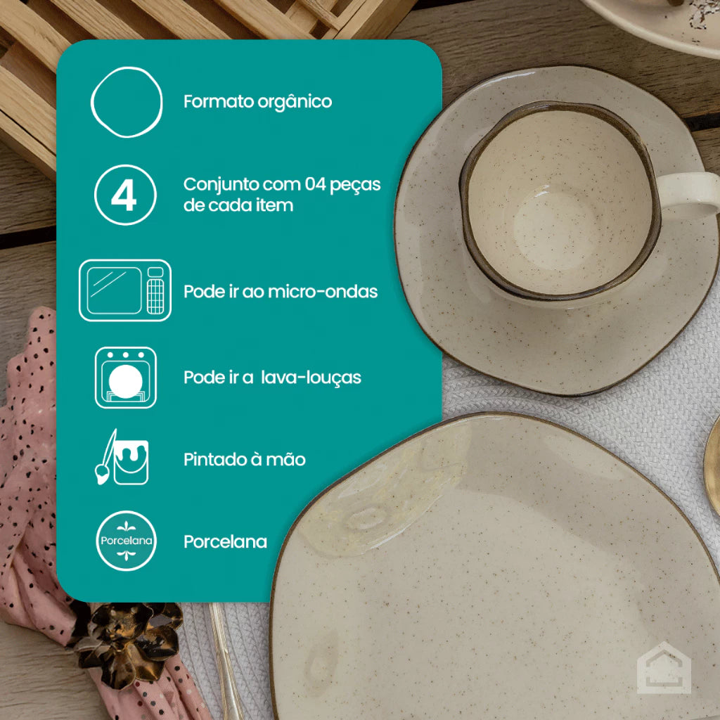 Aparelho de Jantar e Chá Ryo Maresia 20 Peças em Porcelana