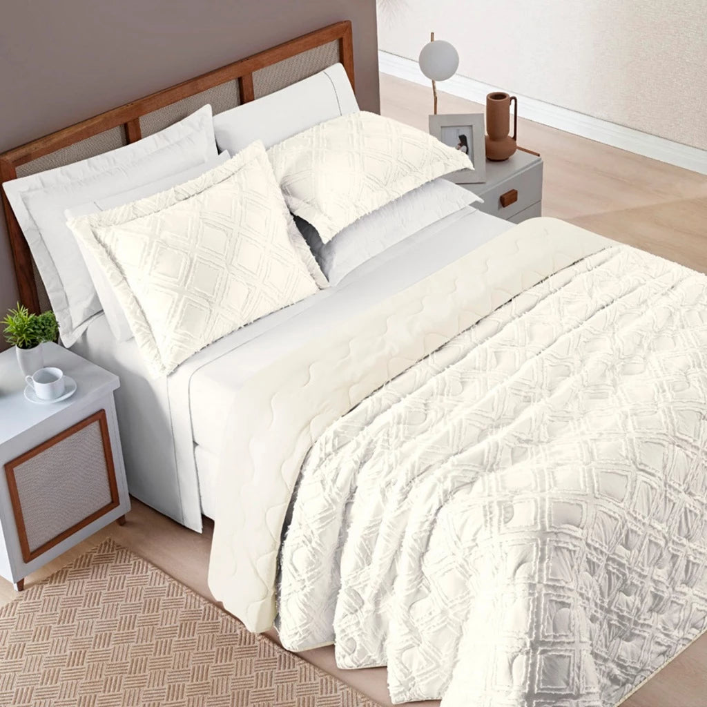 Cobre Leito 300 Fios Dupla Face 3 peças Boho