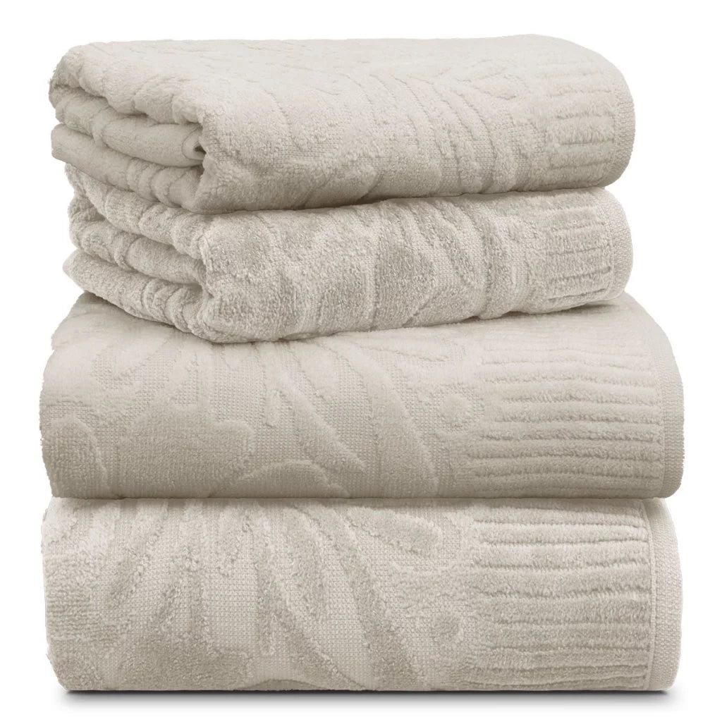 Jogo de Toalhas Flower 4 Peças Fio Penteado 100% Algodão | 420 g/m²