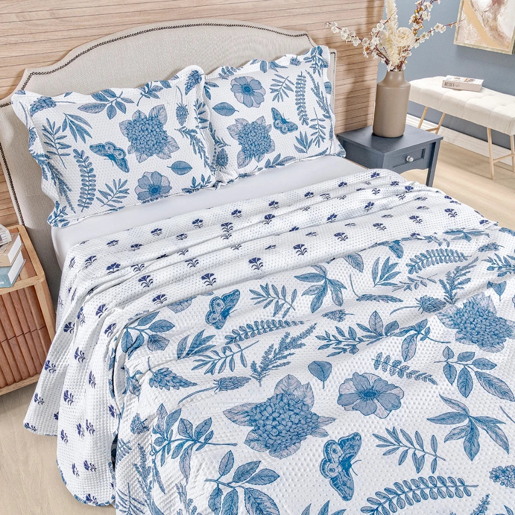 Kit Cobre-Leito Bouti Shell 3 Peças  Estampado Dupla Face