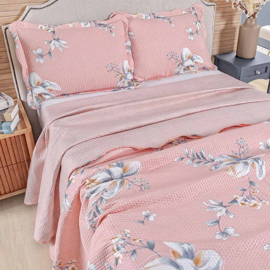 Kit Cobre-Leito Bouti Shell 3 Peças  Estampado Dupla Face