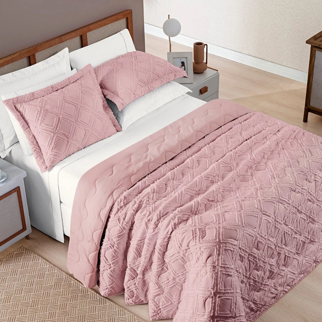 Cobre Leito 300 Fios Dupla Face 3 peças Boho