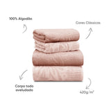 Jogo de Toalhas Flower 4 Peças Fio Penteado 100% Algodão | 420 g/m²