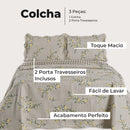 Kit Cobre Leito Bouti Noble Petals 3 Peças Dupla Face