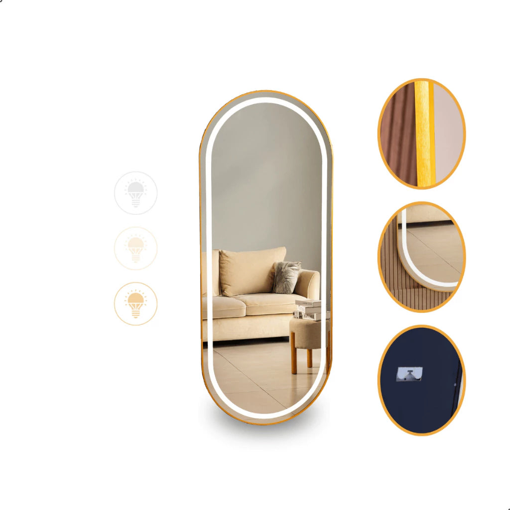 Espelho Base Reta 170X70 com Suporte de Chão + LED 3 Intensidades