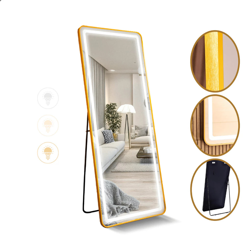 Espelho Base Reta 170X70 com Suporte de Chão + LED 3 Intensidades