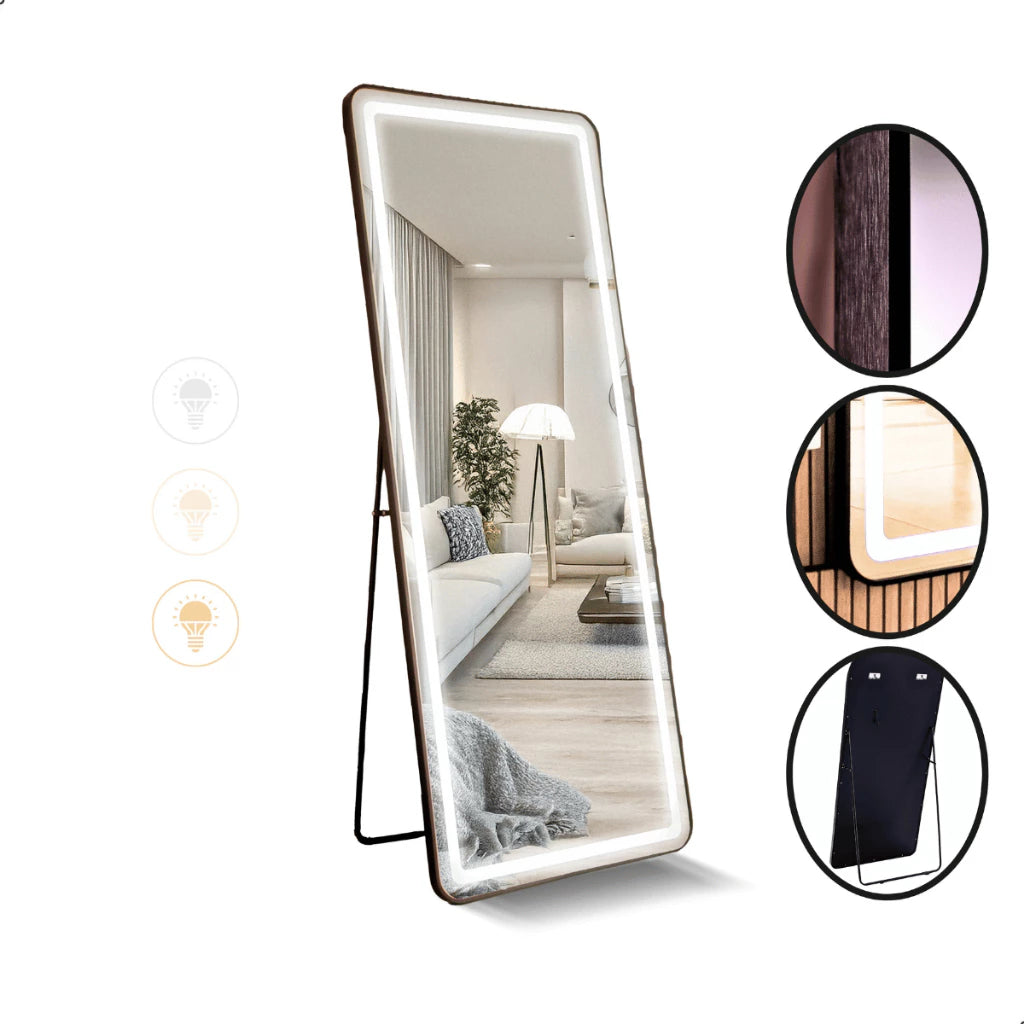 Espelho Base Reta 170X70 com Suporte de Chão + LED 3 Intensidades