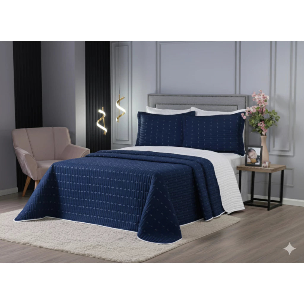 Kit Cobre Leito Decor 3 Peças Dupla Face em Percal 200 Fios